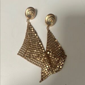 Anthropologie Gold Mesh Dangle Earrings